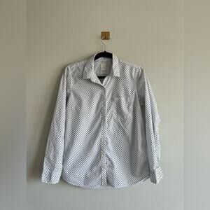 Gap Polka Dot Button-Up Shirt – White Black 100% Cotton Fitted Boyfriend Size M
